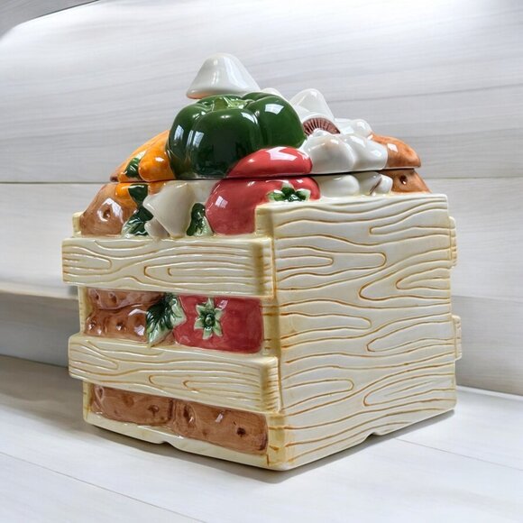 Treasure Craft Other - 1996 Vintage Collectible Treasure Craft Cookie Jar Vegetable Crate 11" Height